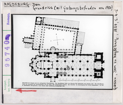 Vorschaubild Magdeburg, Dom: Grundriss mit Grabungsbefunden von 1901 